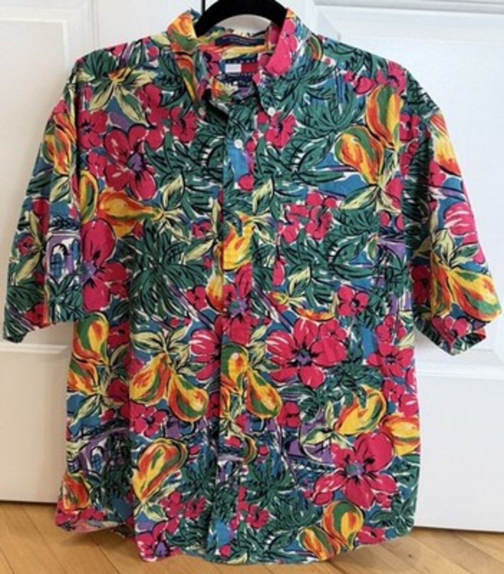 Tommy Hilfiger Men's Medium Hawaiian Shirt 90s Vintage Resort Beach